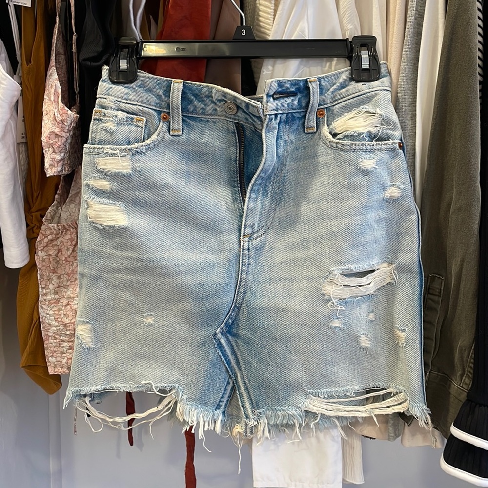 A&F Denim distressed skirt